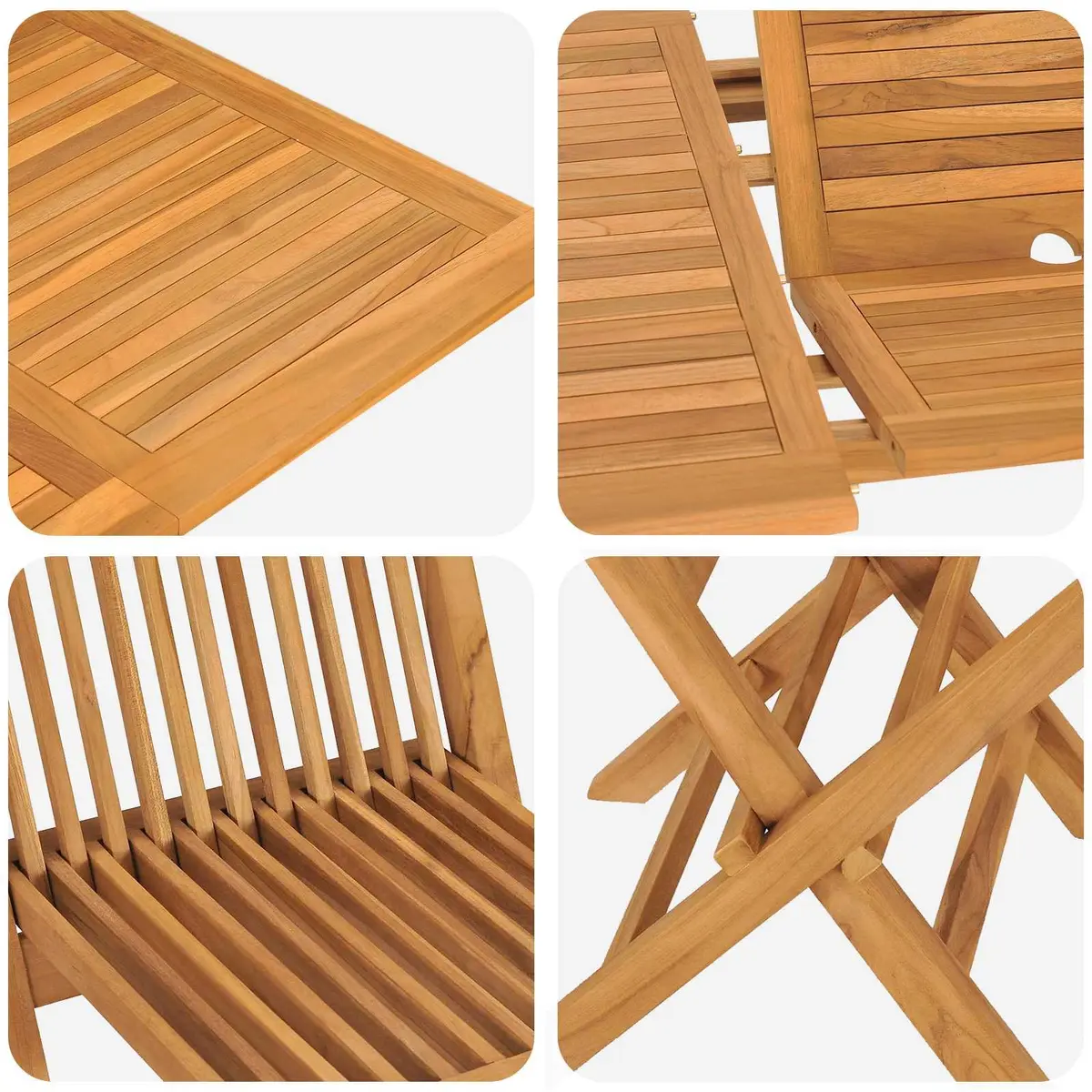 Garden Dining Set Outdoor 7 Piece Brown Teak Wood Table Chairs