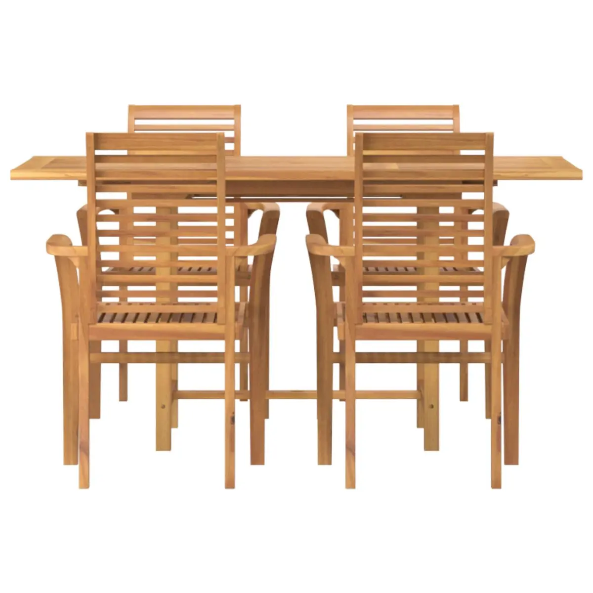Garden Dining Set Outdoor Furniture 5 Piece Teak Wood Brown Modern Patio Table