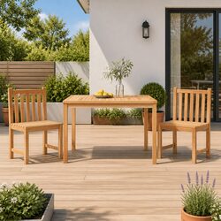 3 Piece Outdoor Dining Set: Teak Wood Design