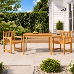 Brown Solid Teak Wood 3-Piece Garden Dining Set