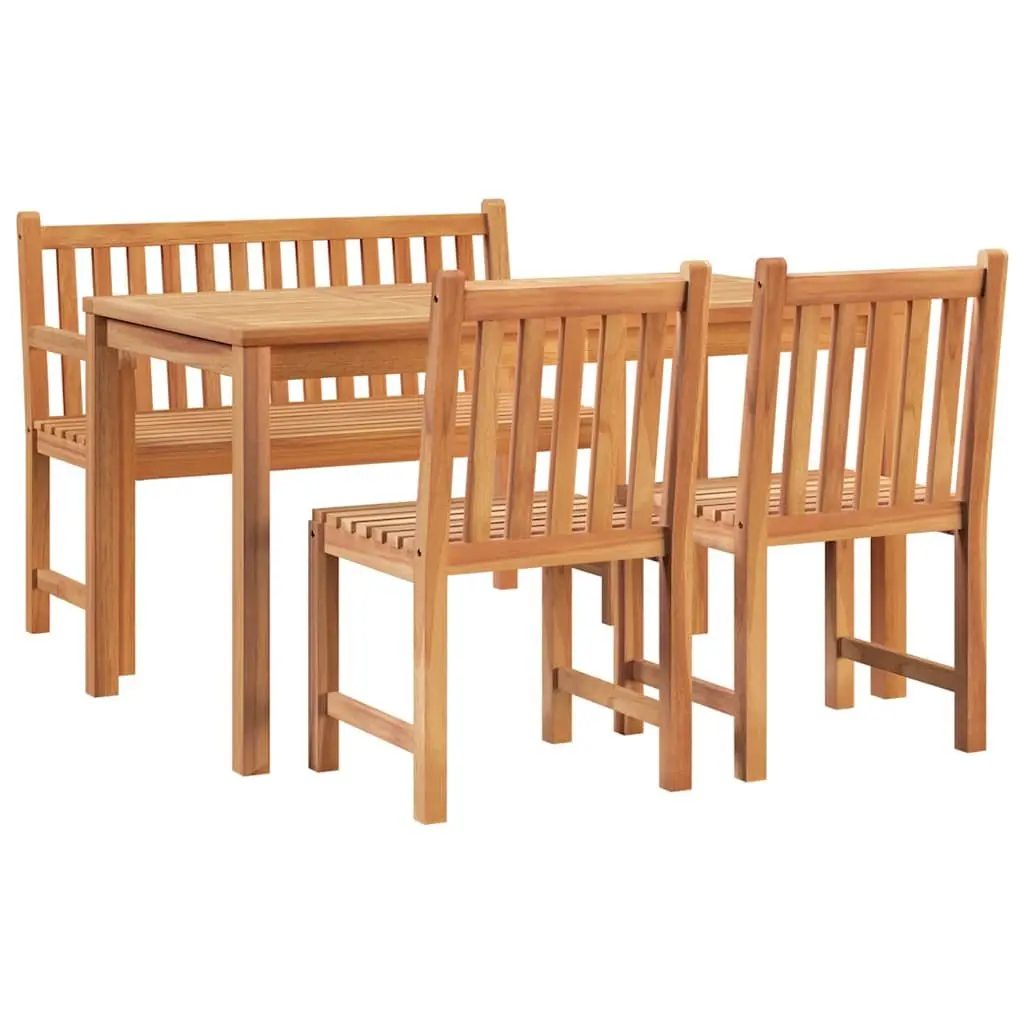 Garden Dining Set Outdoor Furniture 4 Piece Solid Wood Teak Brown Table Chairs