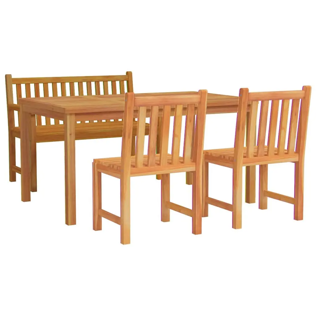 Garden Dining Set 4 Piece Outdoor Furniture Teak Wood Table Chairs Bench