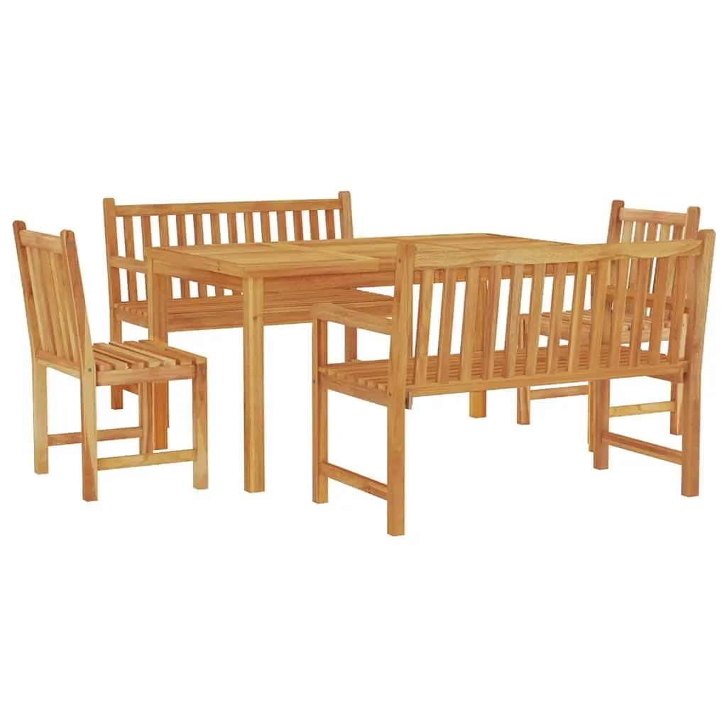 5 Piece Garden Dining Set with Teak Wood Construction