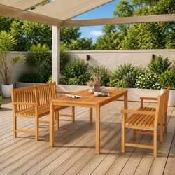 3 Piece Outdoor Dining Set: Solid Teak Wood Specs