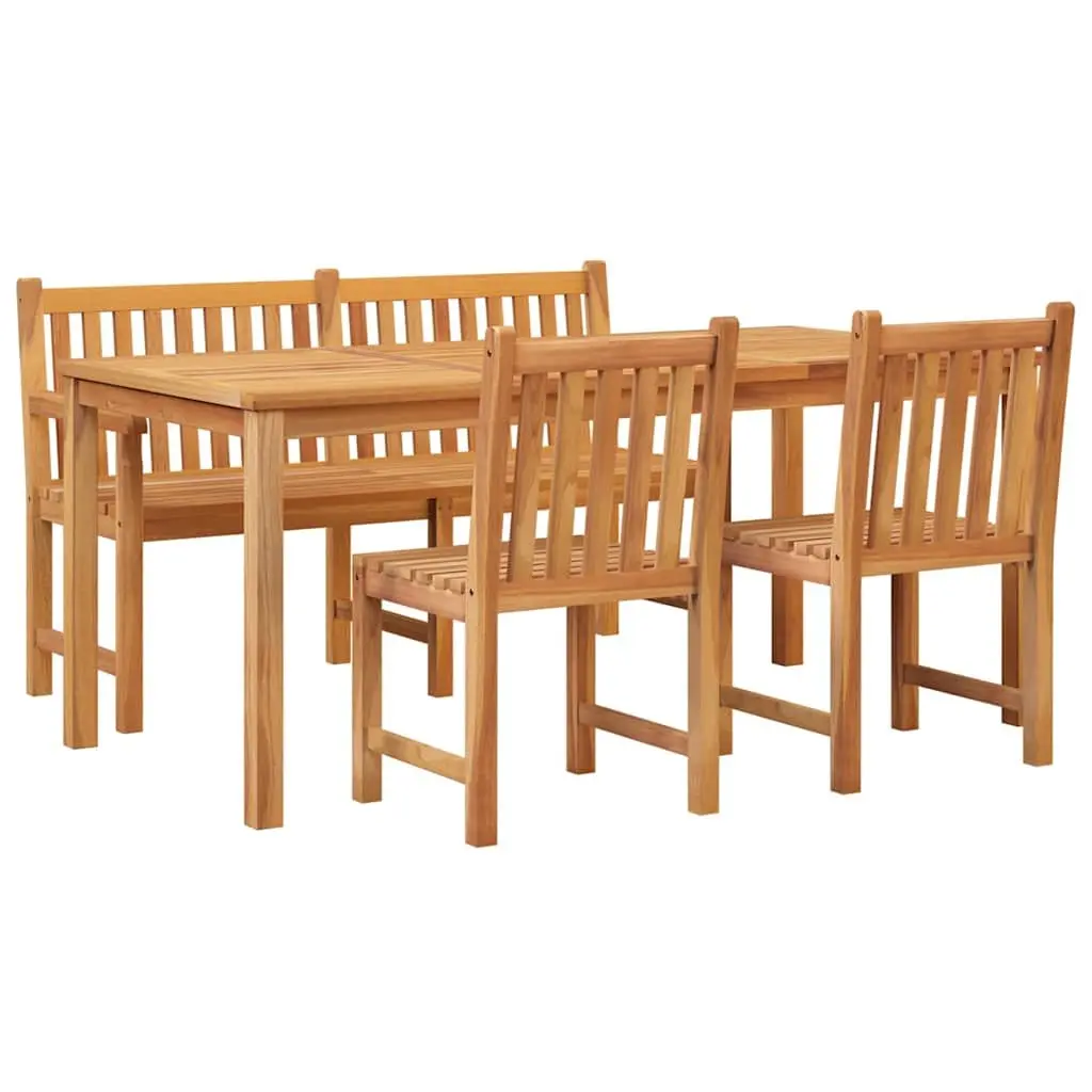 Garden Dining Set Outdoor Furniture 4 Piece Brown Wood