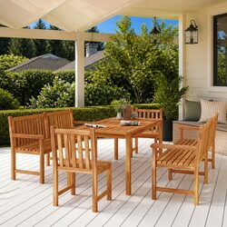 5 Piece Teak Wood Garden Dining Set with Backrests