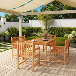 5 Piece Garden Dining Set in Solid Teak Wood
