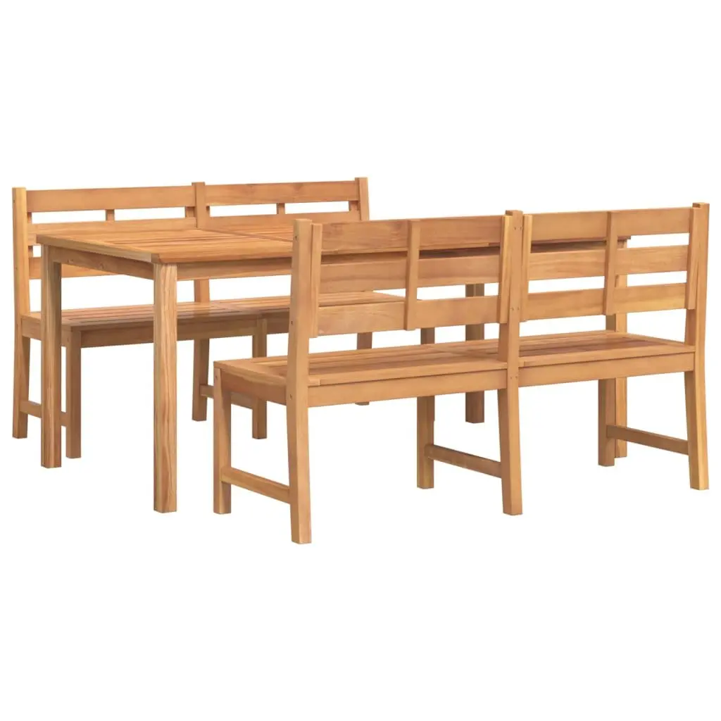 Garden Dining Set Outdoor Furniture 3 Piece Teak Wood Table Benches