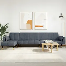L-Shaped Sofa Bed in Grey: 275x140x70cm Specifications