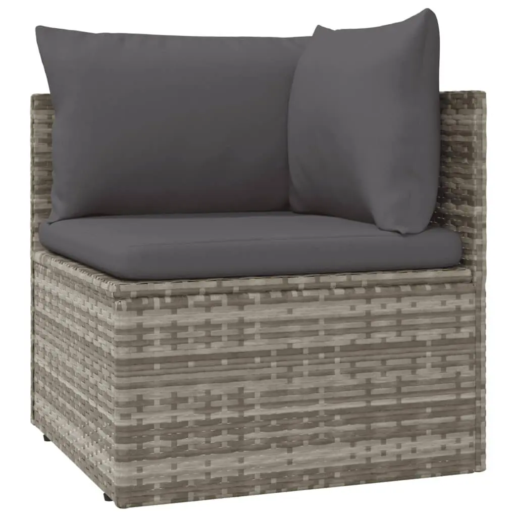 5 Piece Garden Lounge Set for Outdoor Patio Grey Poly Rattan Furniture