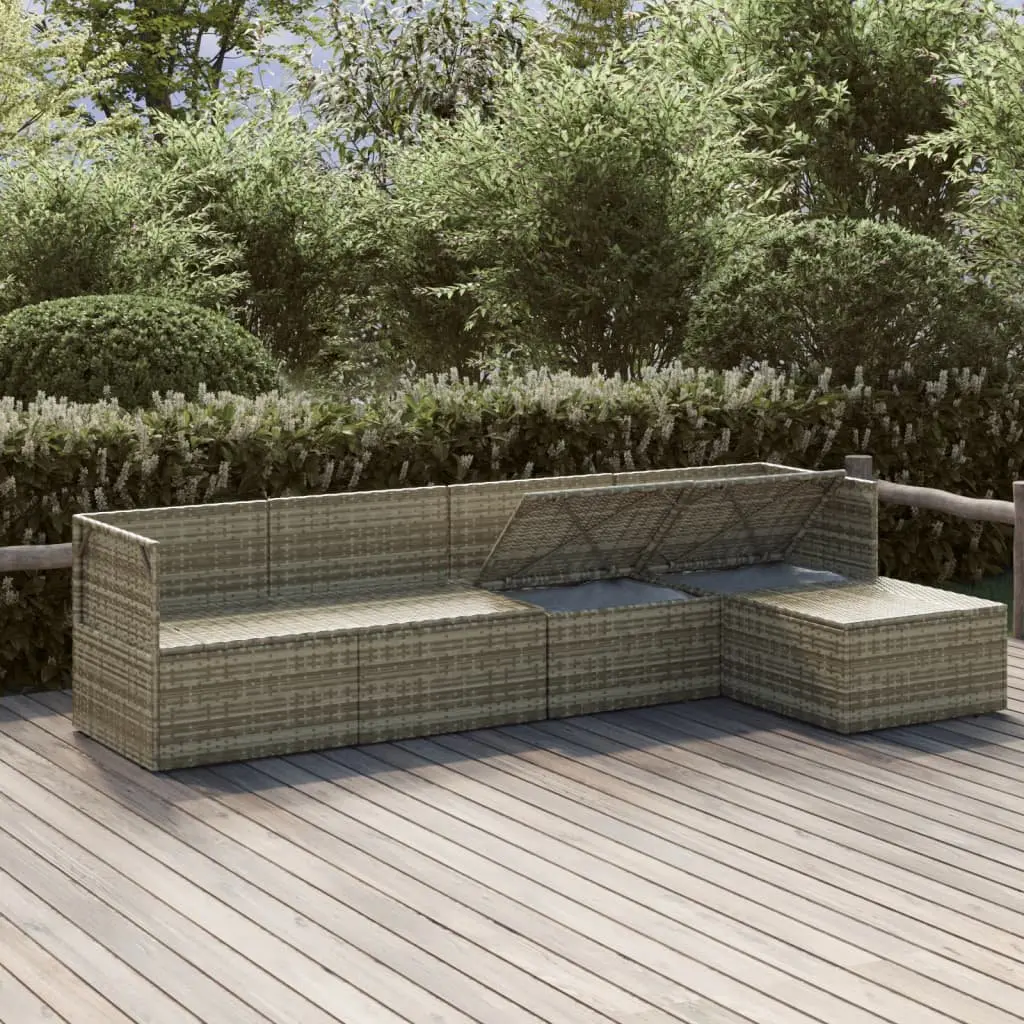 5 Piece Garden Lounge Set Outdoor Furniture Grey Poly Rattan