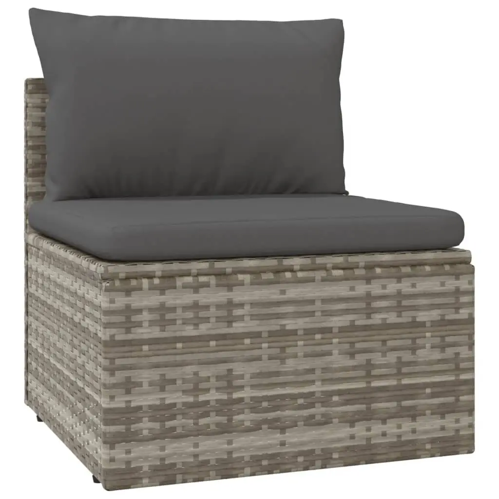 4 Piece Outdoor Lounge Set for Garden Patio Grey Poly Rattan with Cushions and Storage