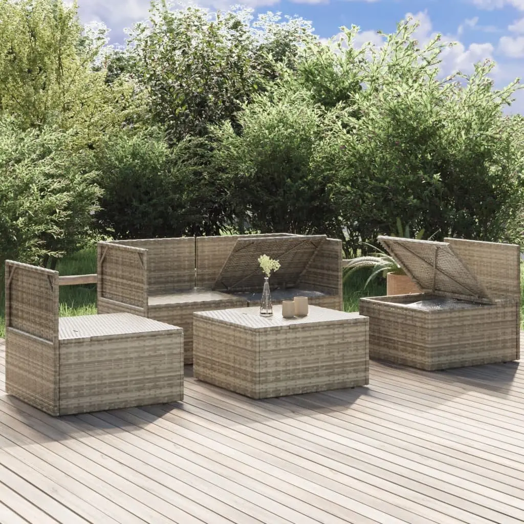 Garden Lounge Set 5 Piece Outdoor Furniture Grey Rattan