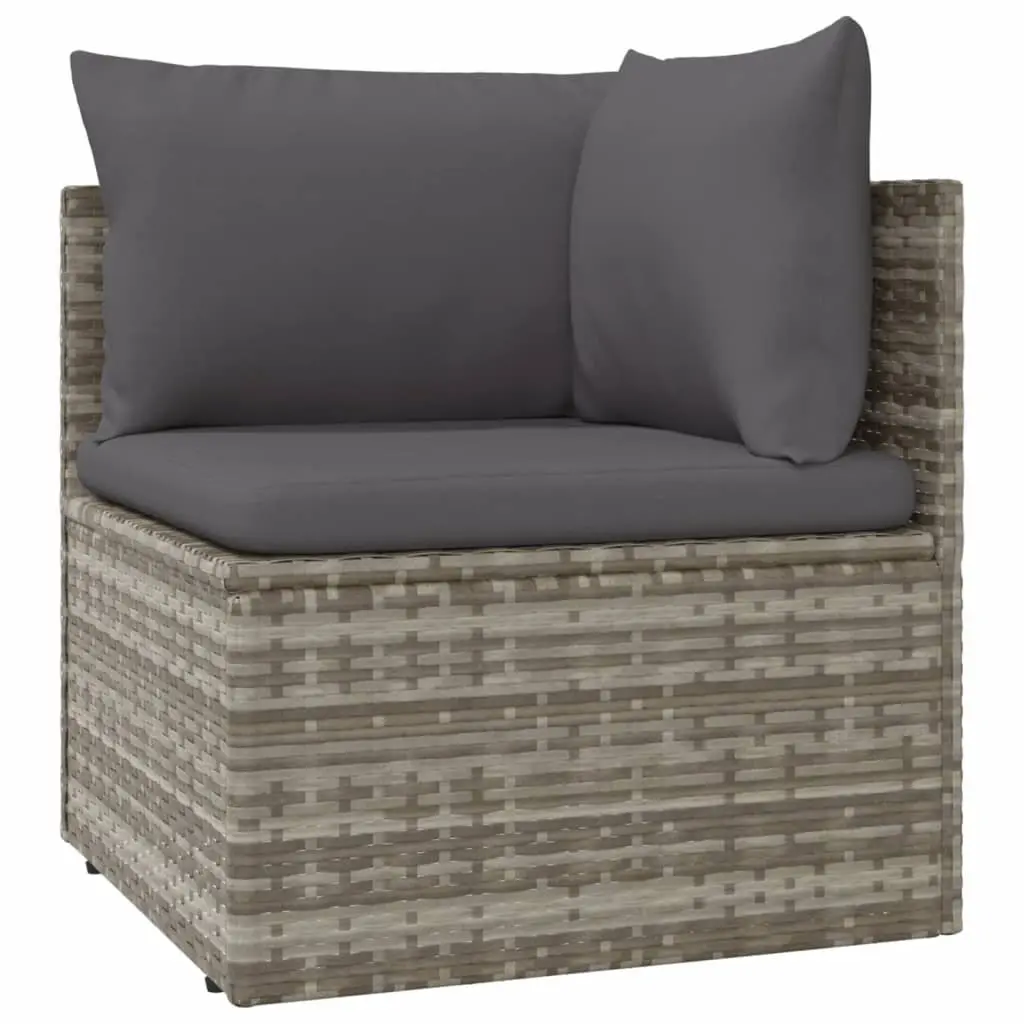 Garden Lounge Set 8 Piece Outdoor Furniture Grey Poly Rattan with Cushions