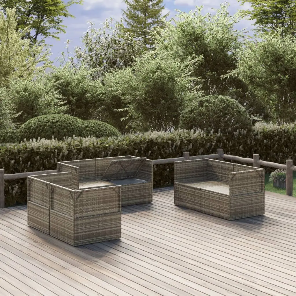 6-Piece Grey Garden Corner Sofa Set