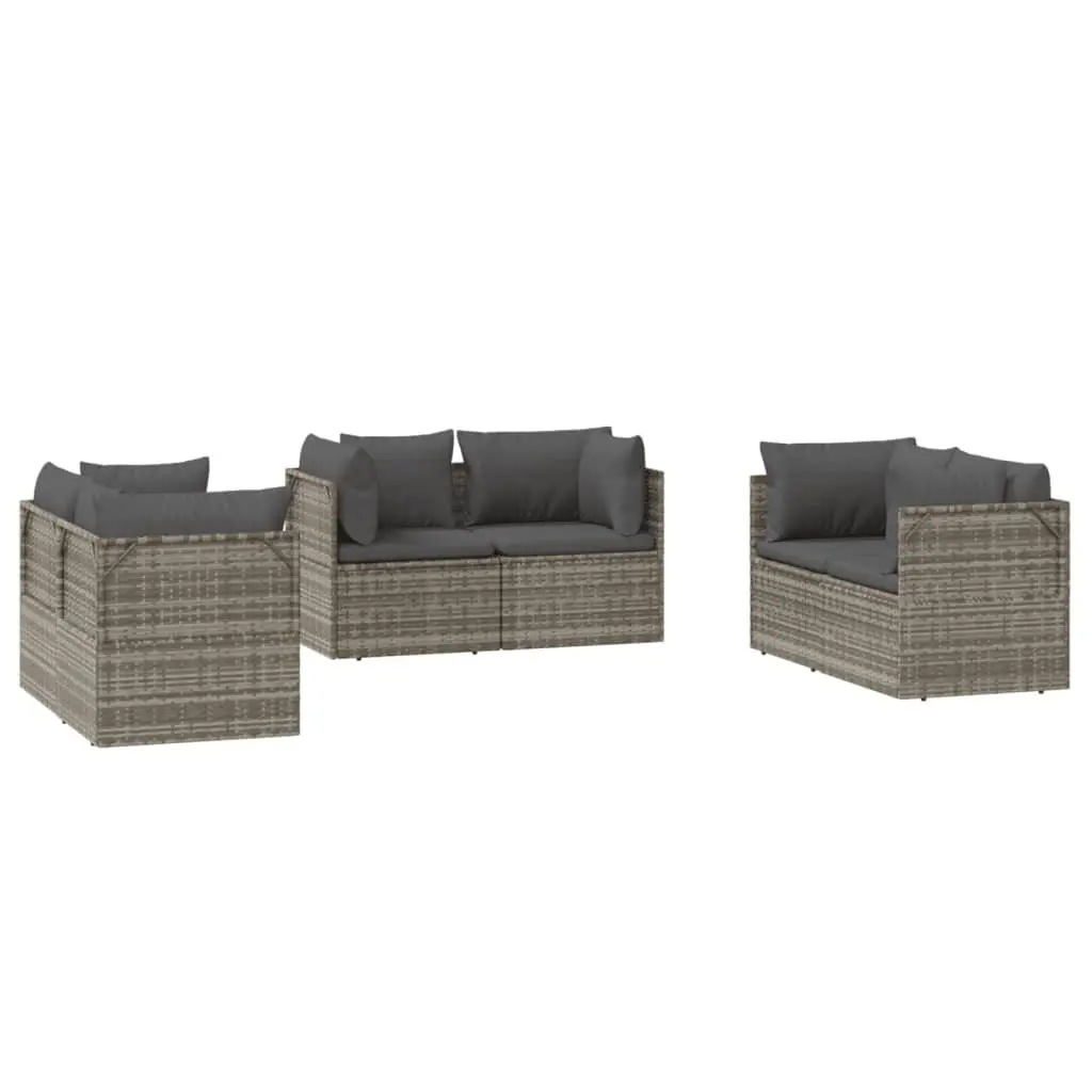 6-Piece Grey Garden Corner Sofa Set