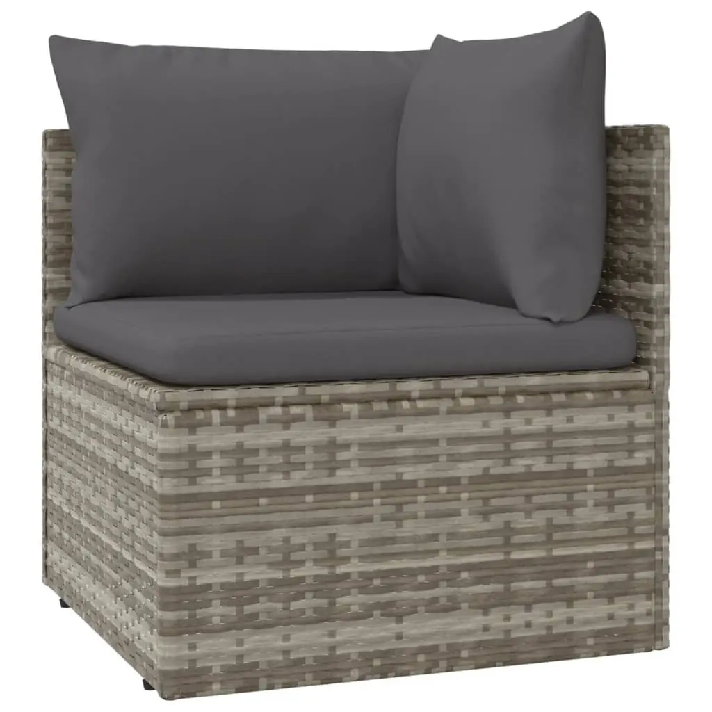 7 Piece Garden Lounge Set Grey Poly Rattan Outdoor Furniture