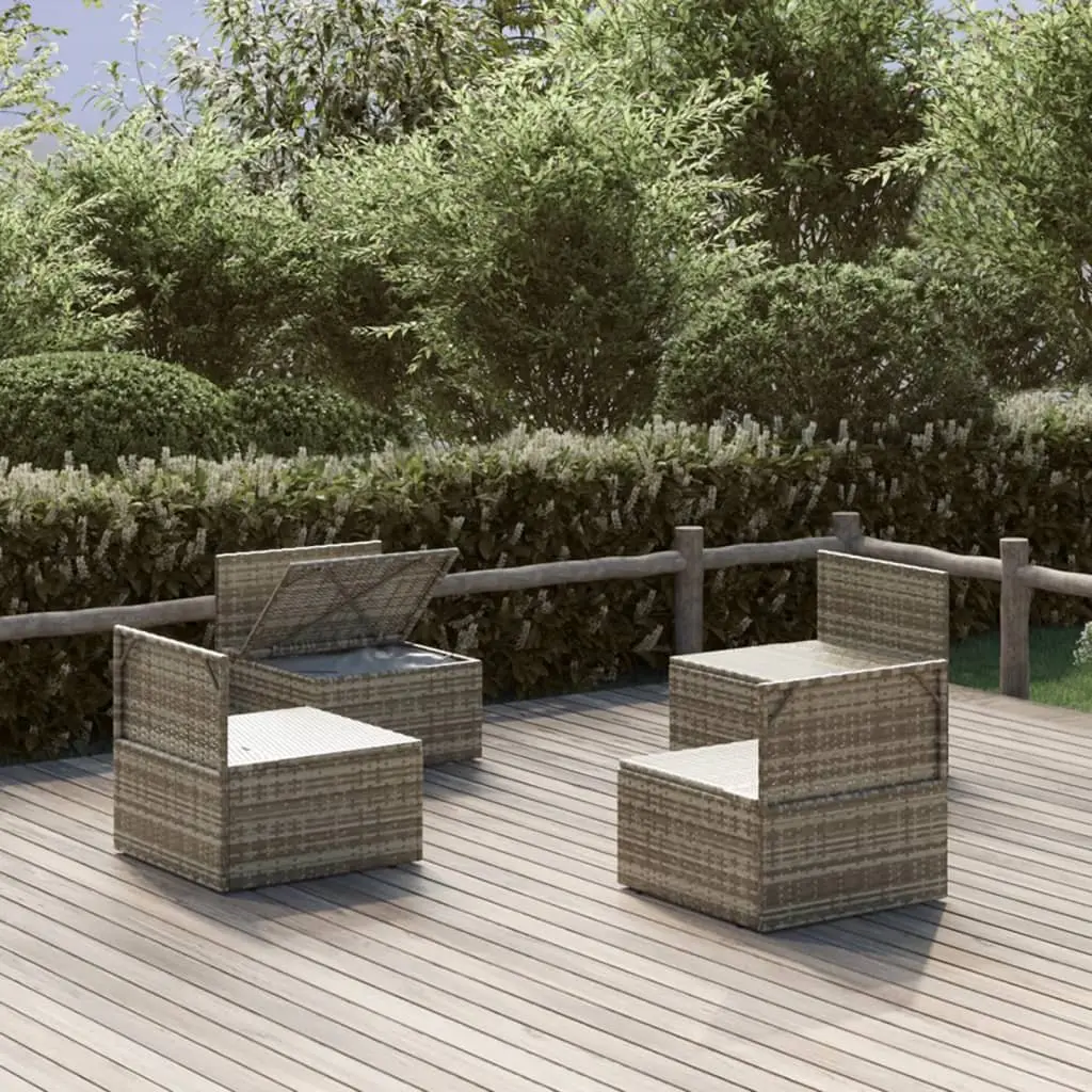 Garden Middle Sofas 4 pcs Grey 57x57x56 cm Poly Rattan Outdoor Furniture Set