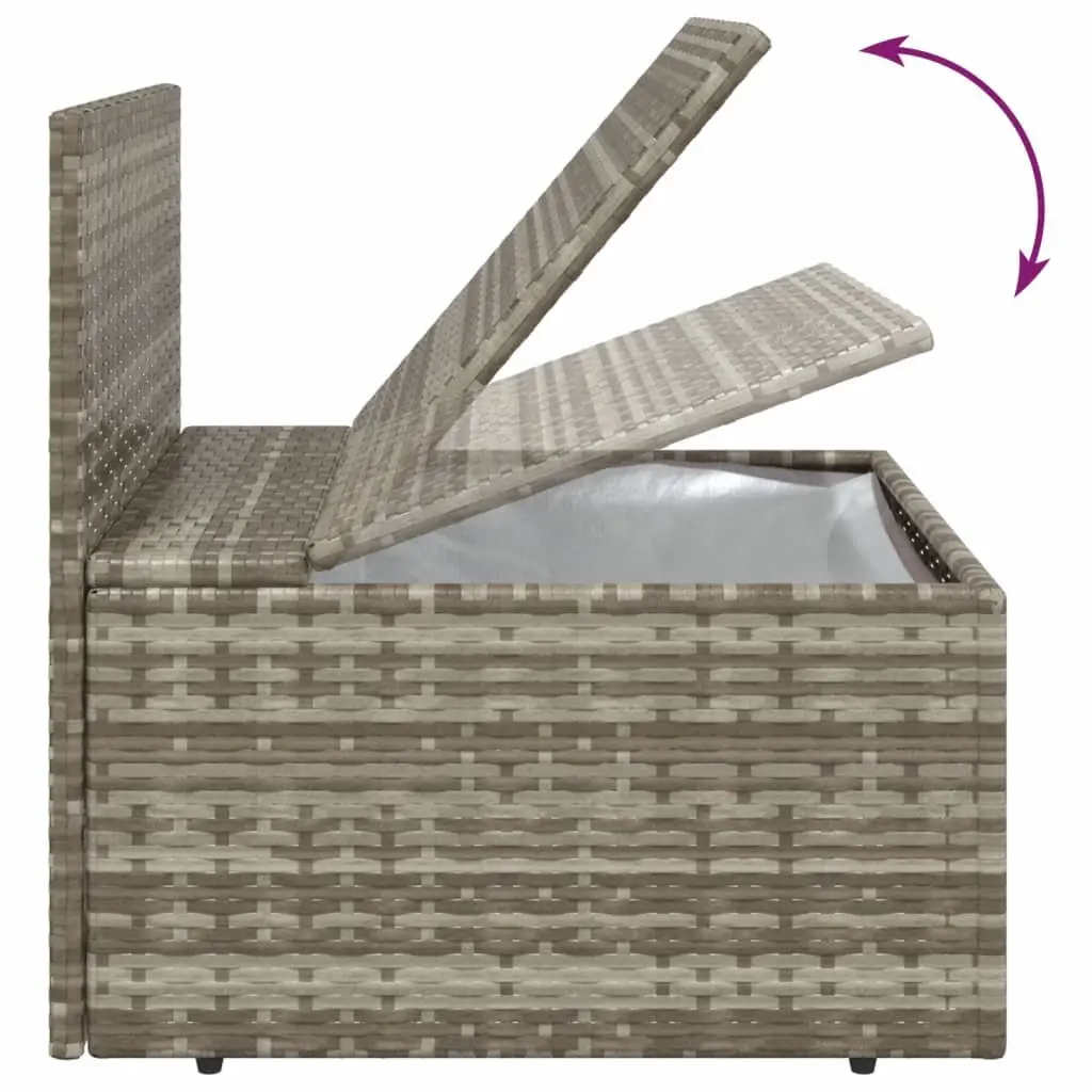 5 Piece Outdoor Furniture Set Grey Rattan Garden Lounge with Cushions and Storage