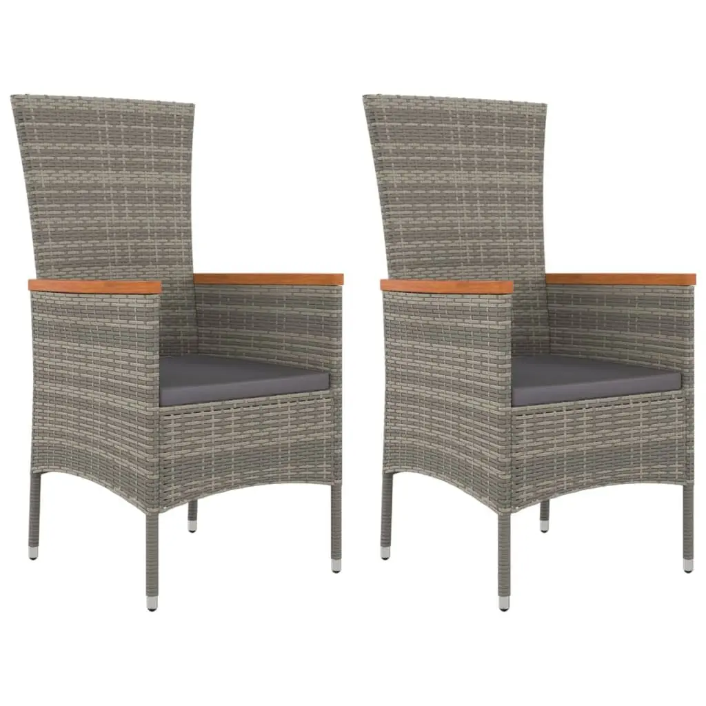 Garden Dining Set Outdoor Patio Furniture 3 Piece Grey Poly Rattan