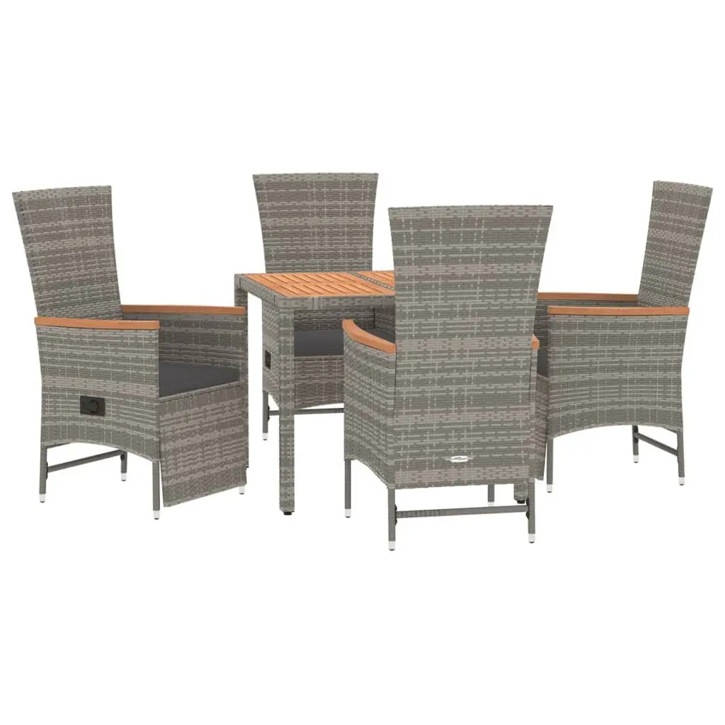 5 Piece Grey Outdoor Dining Set with Steel Frame