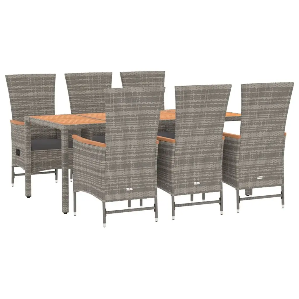 7 Piece Garden Dining Set Outdoor Patio Furniture with Cushions Grey