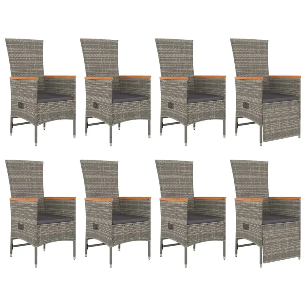 Outdoor Garden Dining Set 9 Piece Patio Furniture with Cushions Grey Rattan