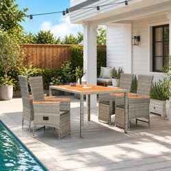 5 Piece Grey Garden Dining Set: Dimensions and Details