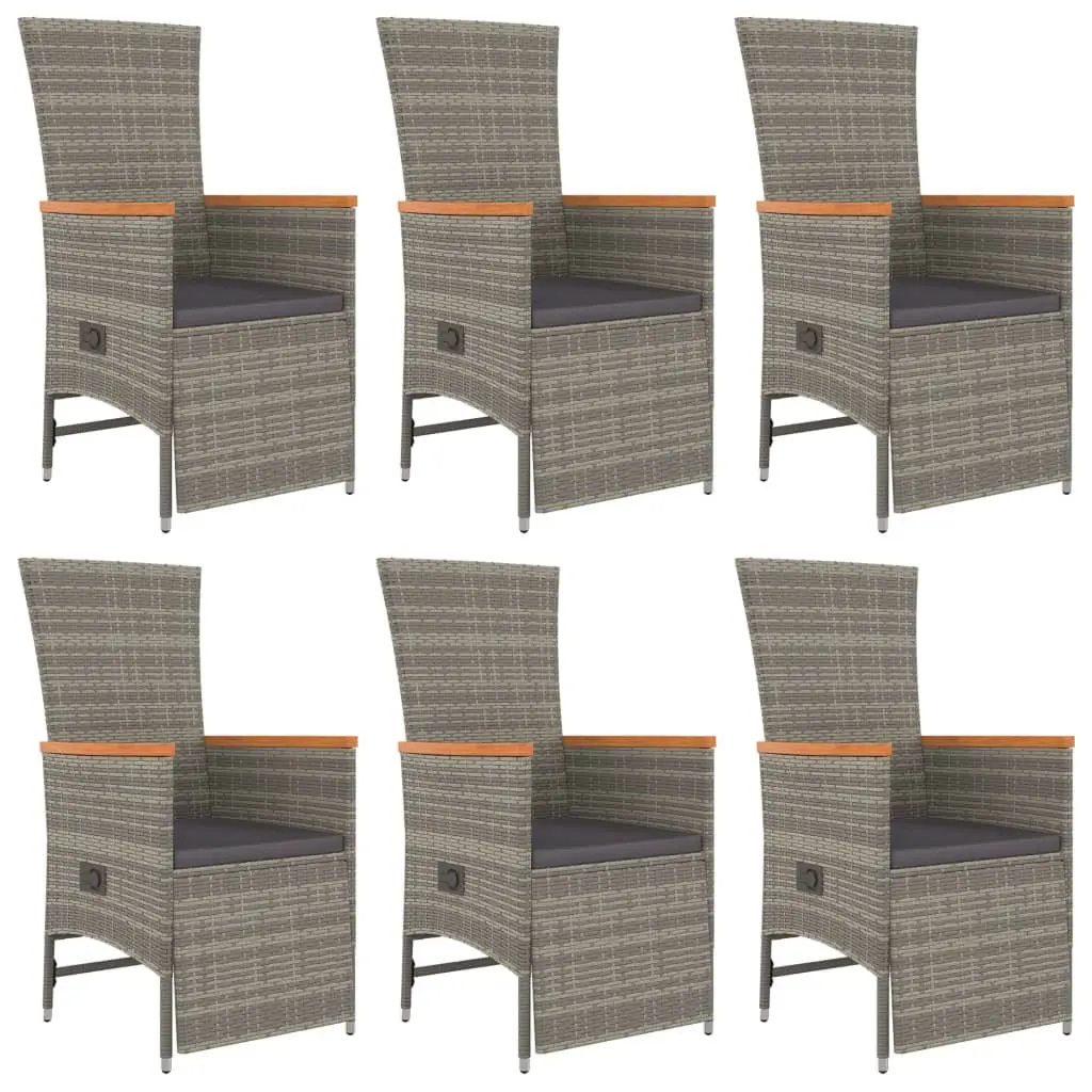 Garden Dining Set 7 Piece Outdoor Furniture Patio Table Chairs Cushions Grey