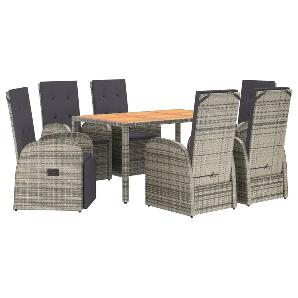 Outdoor Dining Set 7 Piece Garden Furniture Grey Poly Rattan Chairs Table