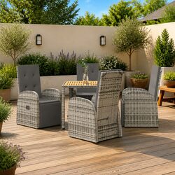 Specifications of 5 Piece Outdoor Dining Set with Grey Cushions