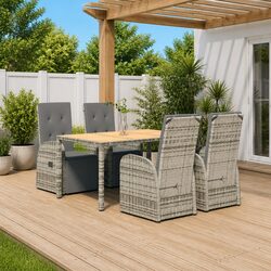 5 Piece Garden Dining Set Specifications: Grey Rattan
