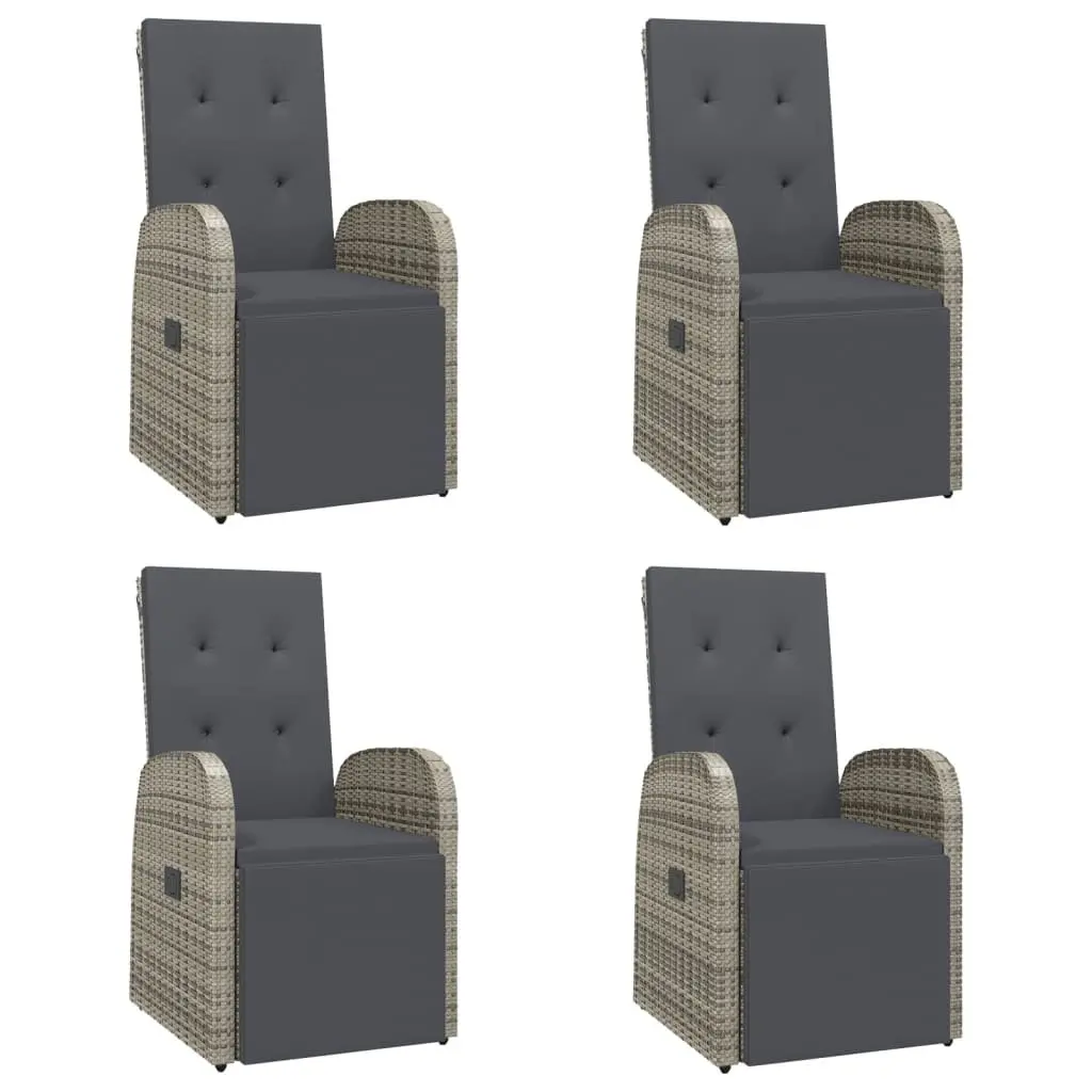 5 Piece Garden Dining Set for Outdoor Patio Grey Rattan with Cushions