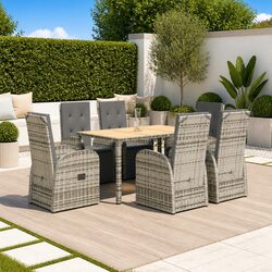 Specifications of 7 Piece Garden Dining Set Grey Poly Rattan