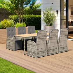 7-Piece Modular Garden Dining Set with Adjustable Features