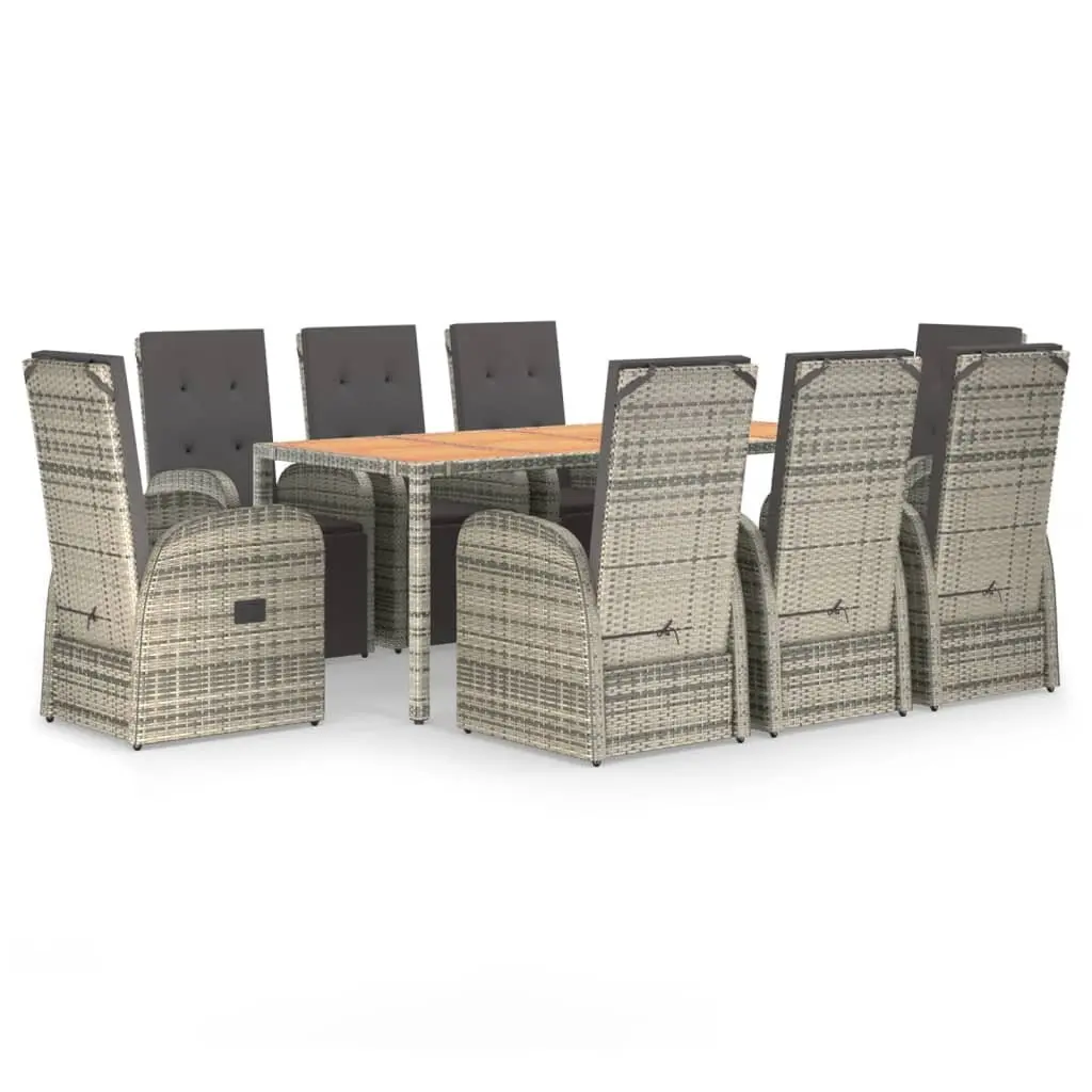 Garden Dining Set Outdoor Furniture 9 Piece Grey Patio Table