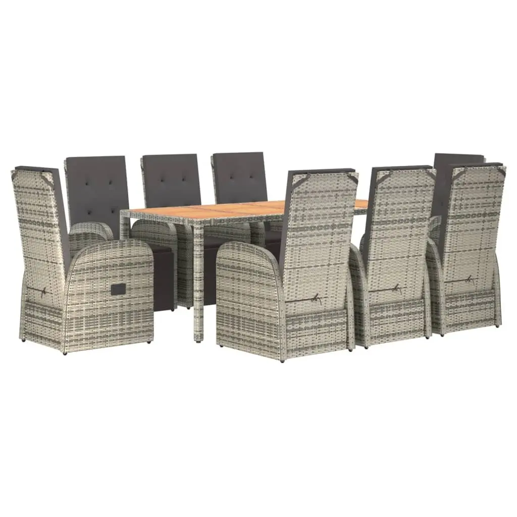 Garden Dining Set Outdoor Furniture 9 Piece Grey Patio Table