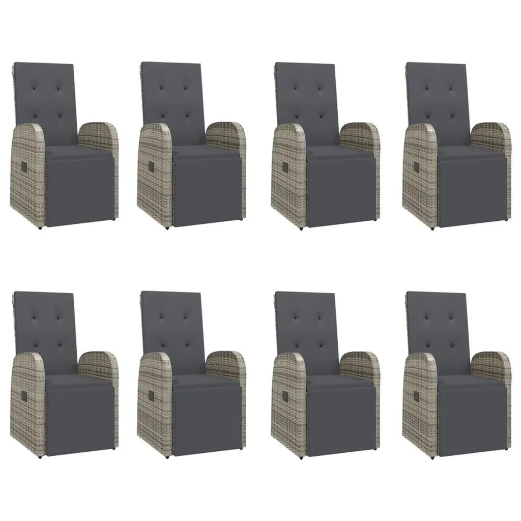 Garden Dining Set Outdoor Furniture 9 Piece Grey Patio Table