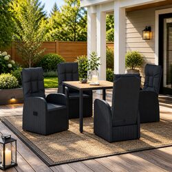 Specifications of 5-Piece Outdoor Dining Set: Rattan and Steel