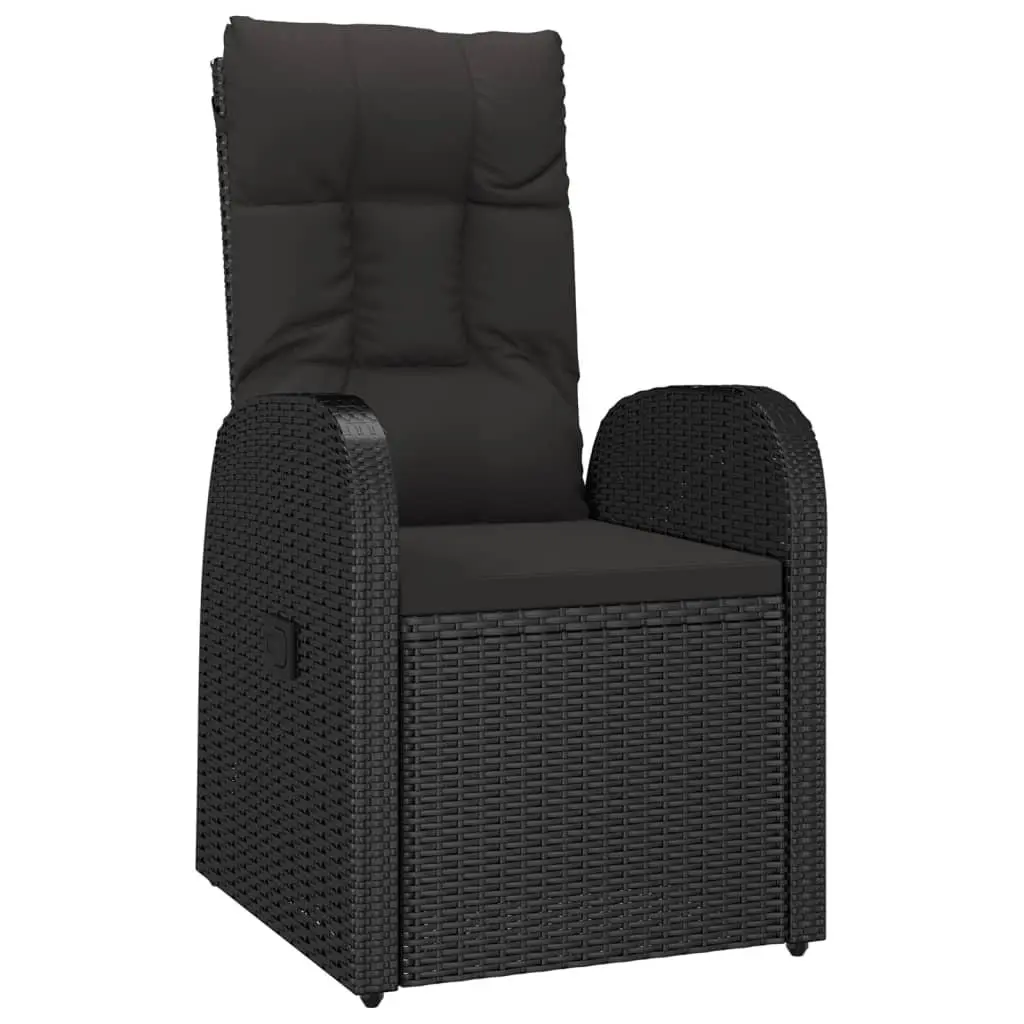 7 Piece Outdoor Dining Set Patio Rattan Chairs with Cushions for Garden Black