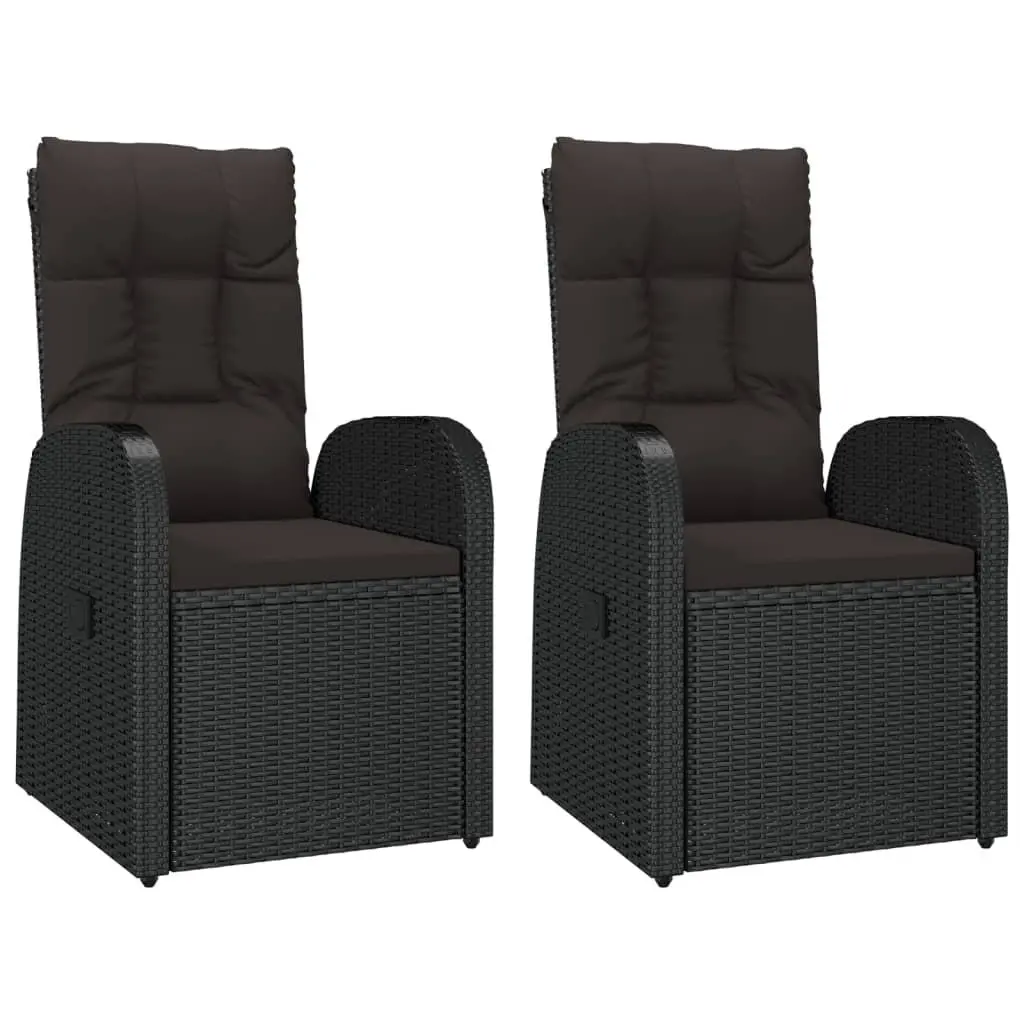 3 Piece Outdoor Lounge Set Black Garden Chair Table Cushion Pillow