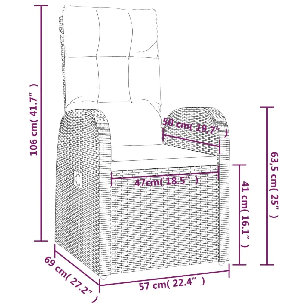 3 Piece Outdoor Lounge Set Black Garden Chair Table Cushion Pillow