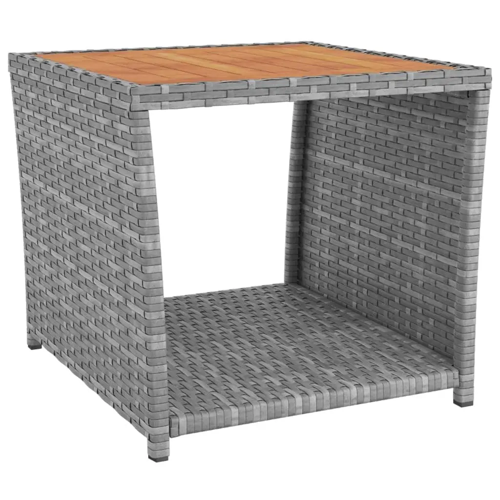 3 Piece Garden Lounge Set Grey PE Rattan Acacia Wood Outdoor Furniture Chairs