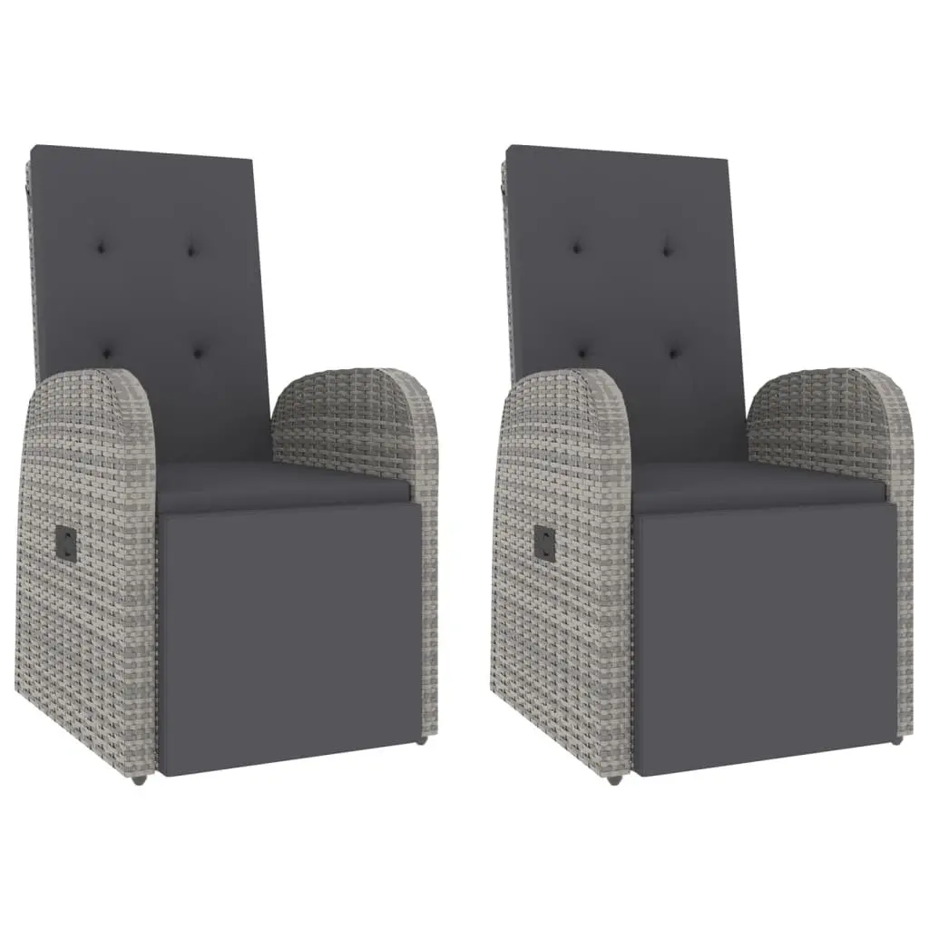 3 Piece Garden Lounge Set Outdoor Furniture Grey PE Rattan Steel Acacia Wood