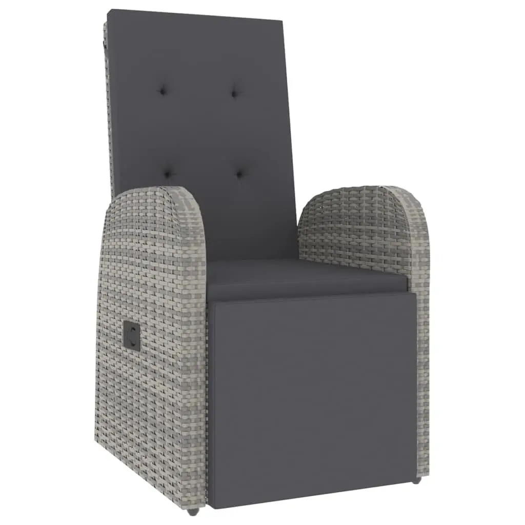 Garden Lounge Set Outdoor Use 2 Piece Grey Rattan Steel Acacia Wood