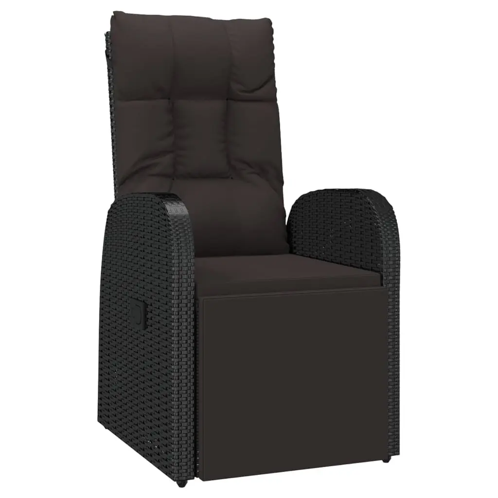 Outdoor Garden Lounge Set 2 Piece Black Rattan Chair Table