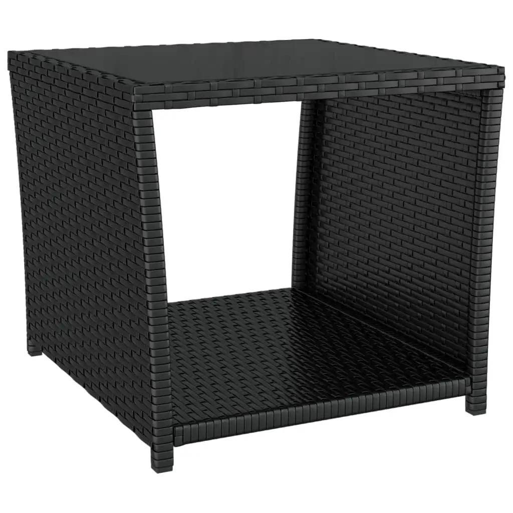 Outdoor Garden Lounge Set 2 Piece Black Rattan Chair Table