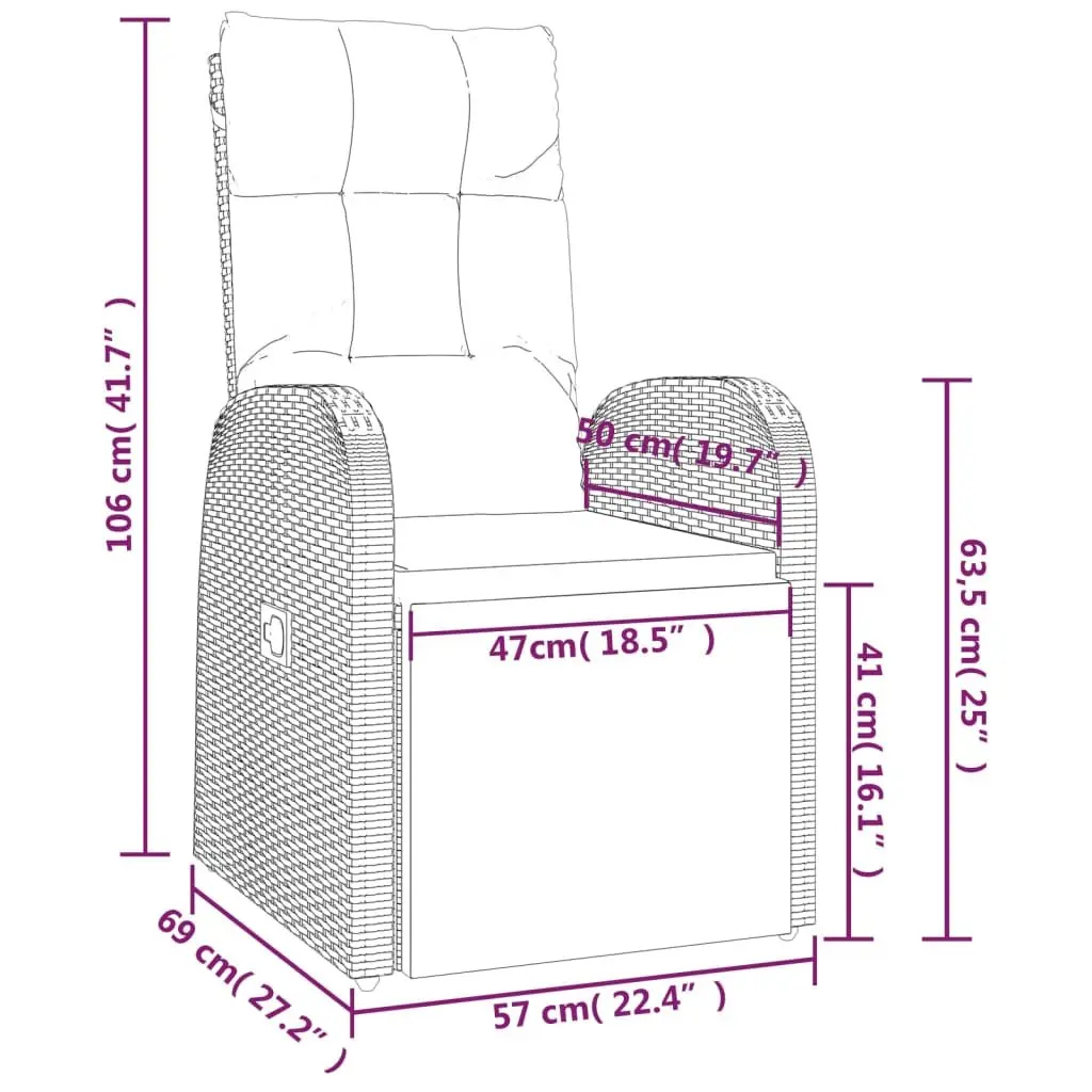 Outdoor Garden Lounge Set 2 Piece Black Rattan Chair Table