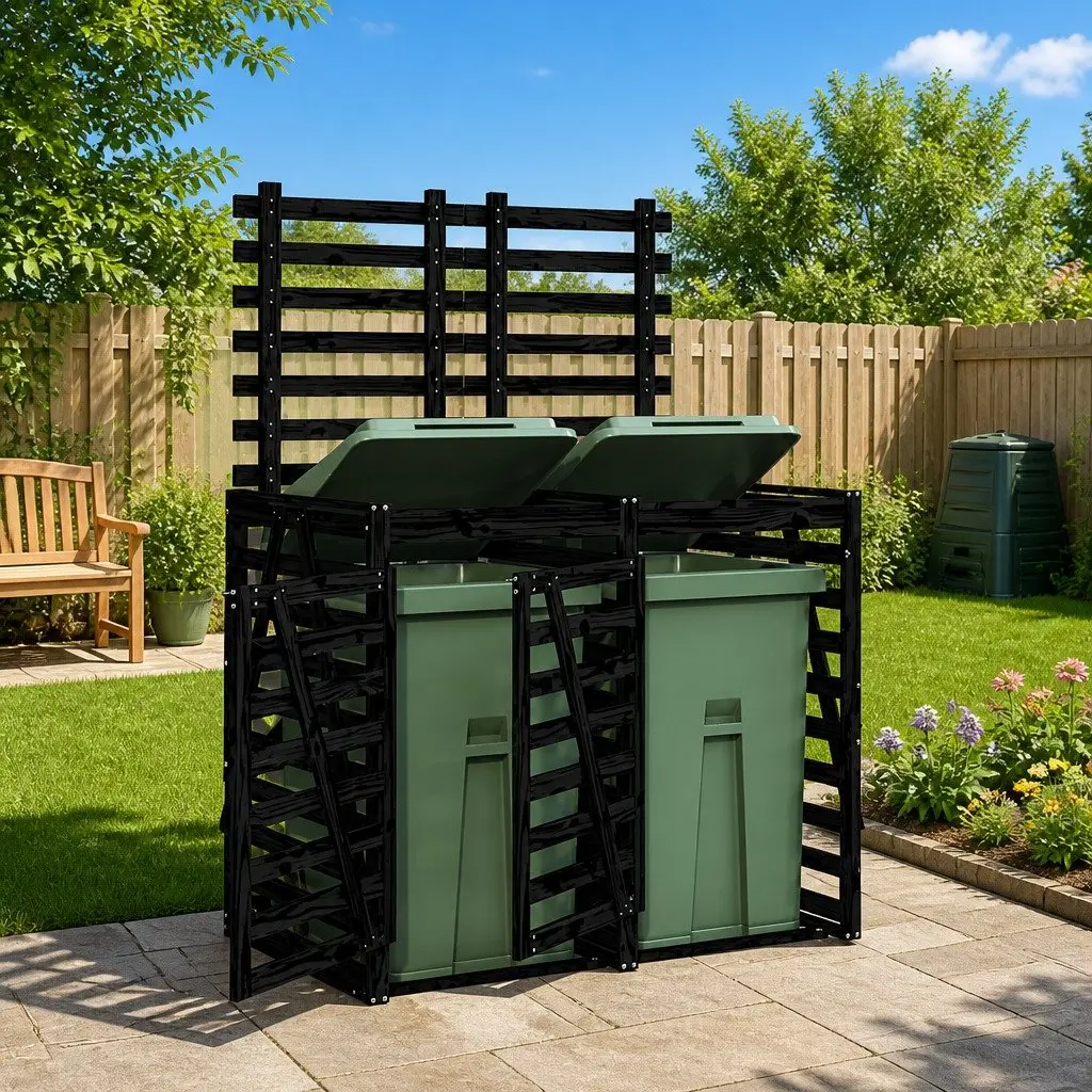 Double Wheelie Bin Storage Unit with Solid Pine Construction
