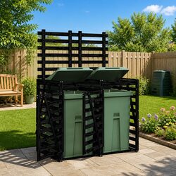 Double Wheelie Bin Storage Unit with Solid Pine Construction